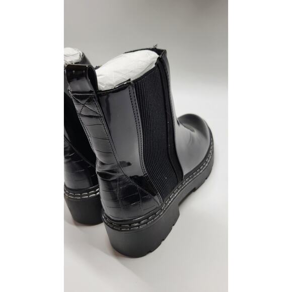 River Island Wide Fit Patent Chunky Chelsea Boot in Black Size 6 - Picture 7 of 11